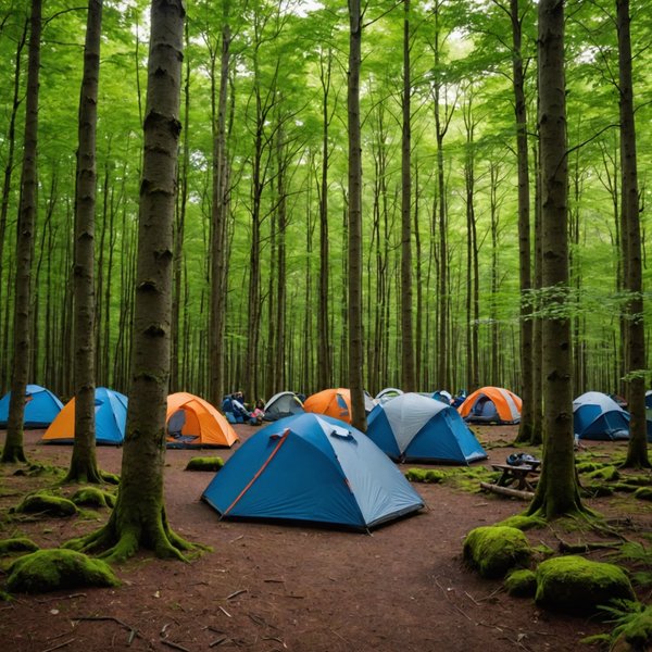 Quels sont les équipements nécessaires pour un camping en région de forêt de hêtres?